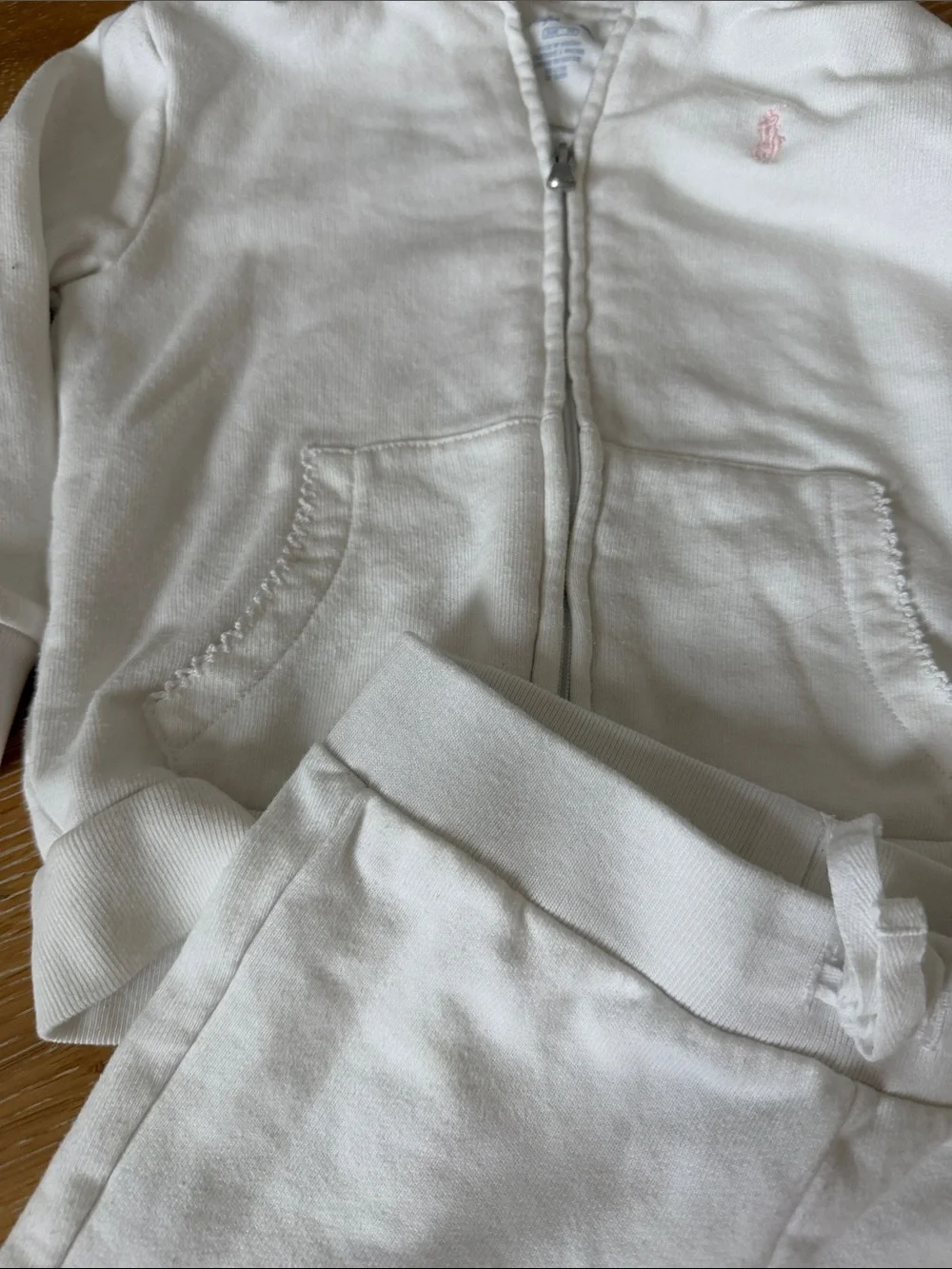 Ralph Lauren Baby White Hoodie and Jogger Set